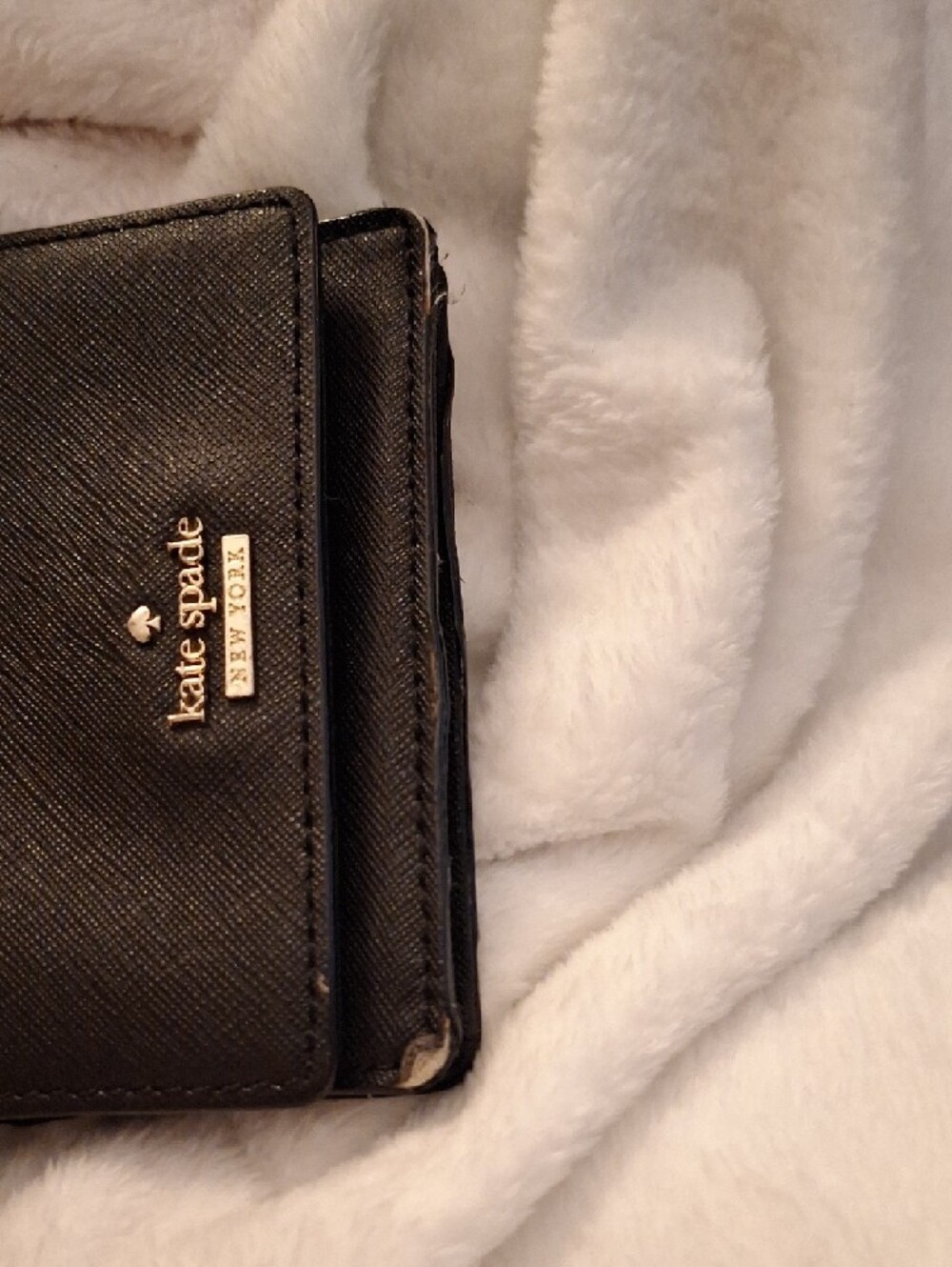 kate spade Black Saffiano Leather Card Case with Gold Logo and Keyring - Picture 5 of 6